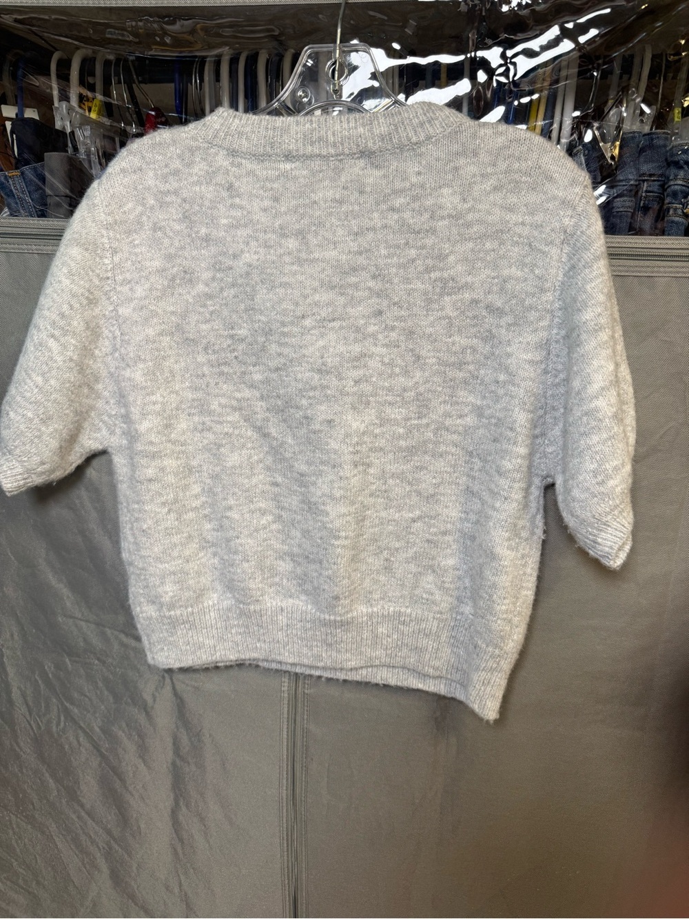 Petal & Pup Heather Light Gray Short-Sleeve Crew Sweater - Picture 2 of 5